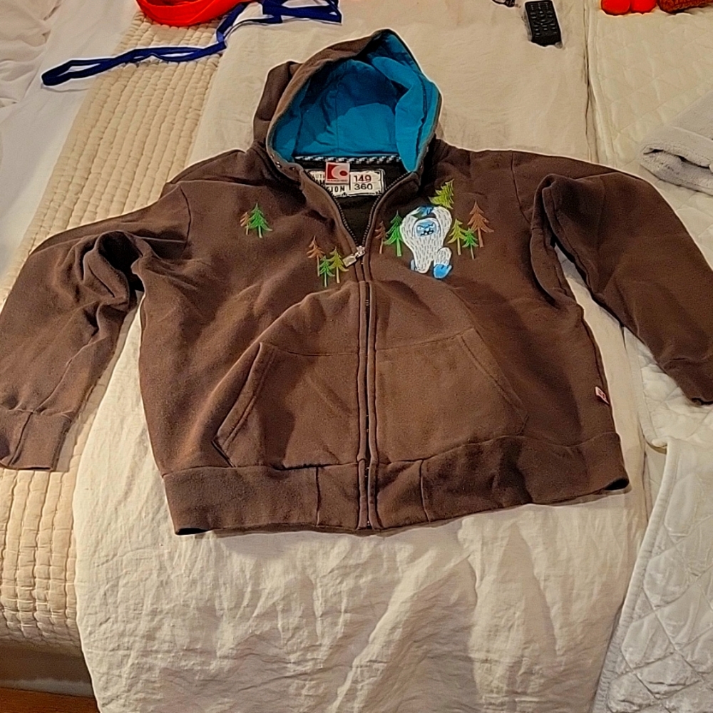 Gama-go Hooded embroidered yeti Tim biskup brown full zipper